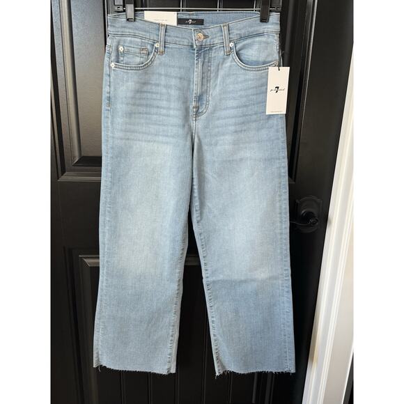 7 For All Mankind Alexa Cropped Trouser Wide Leg Jeans Women's Size 27 - Picture 1 of 9